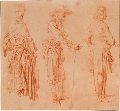 En dam och två herrar av Jean-Antoine Watteau