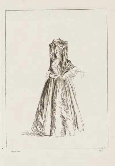 Costume Plate No. 208 av Jean-Antoine Watteau