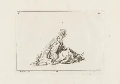 Costume Plate No. 210 av Jean-Antoine Watteau