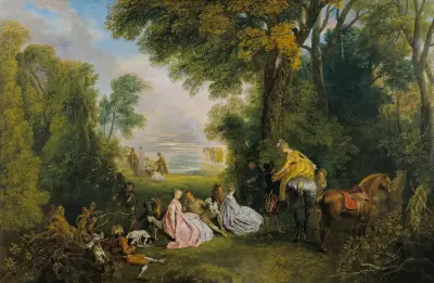 Jaktmöte av Jean-Antoine Watteau