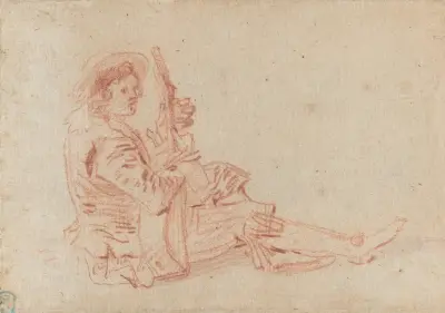 Sittande gitarrist av Jean-Antoine Watteau