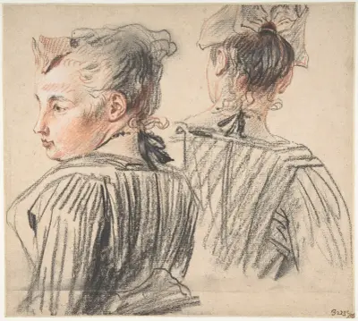 Studier av en kvinna med mössa av Jean-Antoine Watteau