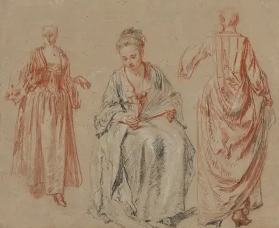Studier av tre kvinnor av Jean-Antoine Watteau