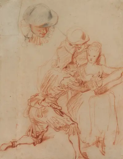 Study for “The Romancer” (Le Conteur) av Jean-Antoine Watteau
