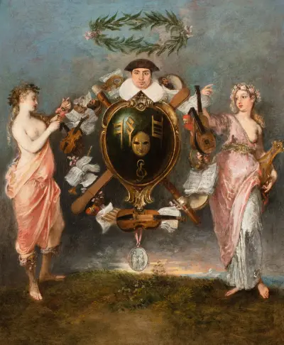 Musikens och komedins förening av Jean-Antoine Watteau