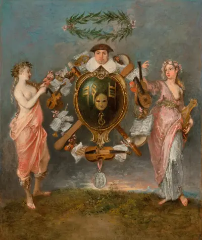 Musikens och komedins förening av Jean-Antoine Watteau