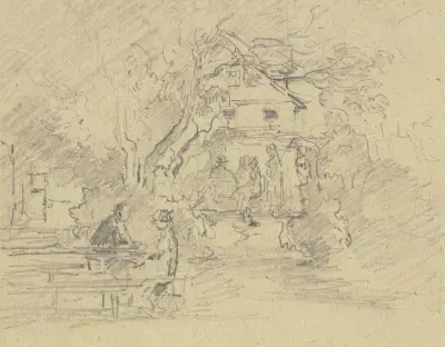 Biergarten mit Gästen von Anton Burger