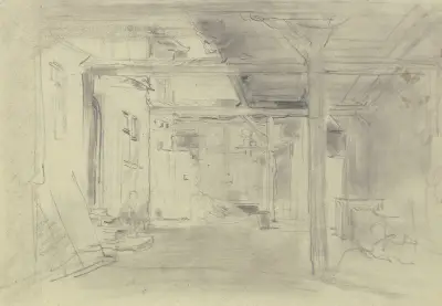 Blick in den Hof eines Bauernhauses av Anton Burger
