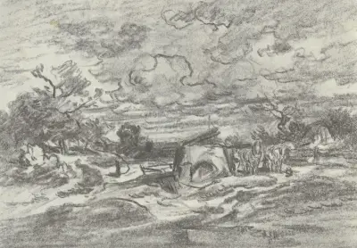 Landschaft bei stürmischem Wetter von Anton Burger