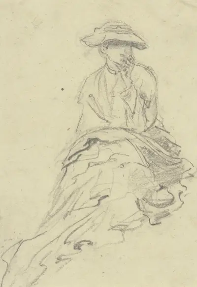 Sitzende Frau von vorne von Anton Burger