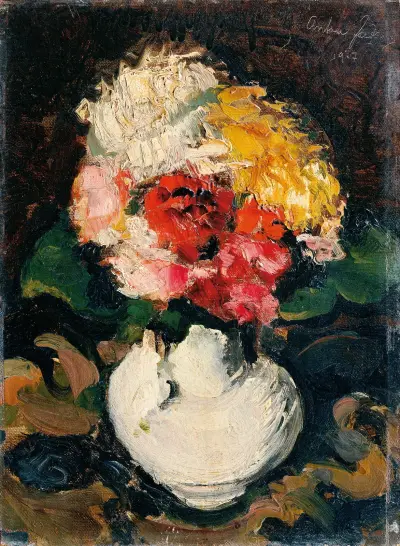 Blumenbouquet In Weißer Vase av Anton Faistauer