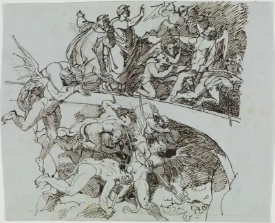 Vid Krämer-sjön, Luccas rådsherre (Dantes Inferno, Canto 21, vers 34) 3 av Joseph Anton Koch