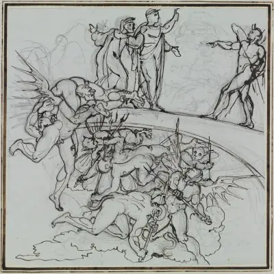 Vid Pescia-floden: rådsherren från Lucca (Dante Inferno, Canto 21, V 34) av Joseph Anton Koch