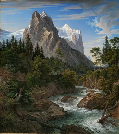 Wetterhorn med Reichenbachtal av Joseph Anton Koch