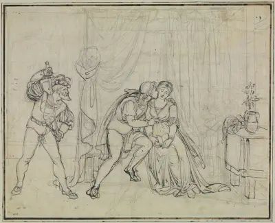 Francesca und Paolo von Malatesta überrascht (Dante Inferno, Canto 5, V 100) av Joseph Anton Koch