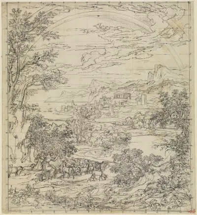 Heroische Landschaft mit Regenbogen – nr 1 av Joseph Anton Koch