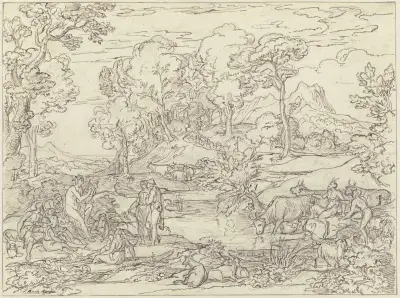 Landschaft mit Apoll unter den Hirten av Joseph Anton Koch
