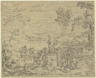 Landschaft mit dem Dankopfer Noahs av Joseph Anton Koch