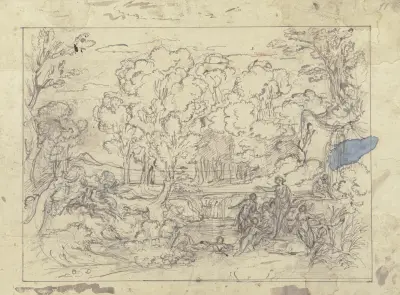 Landschaft mit Diana und Aktäon, 1832 – nr 2 av Joseph Anton Koch