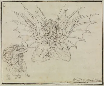 Lucifer (Dante Inferno, Canto 34, V 37) av Joseph Anton Koch