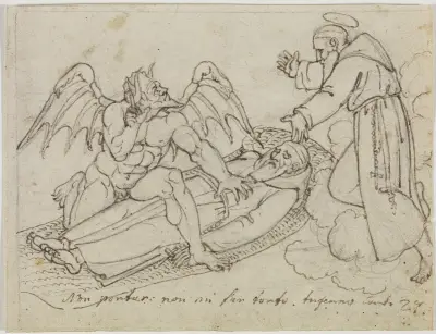 Skiss till Guido da Montefeltro (Dante, Inferno, tjugosjunde sången) av Joseph Anton Koch