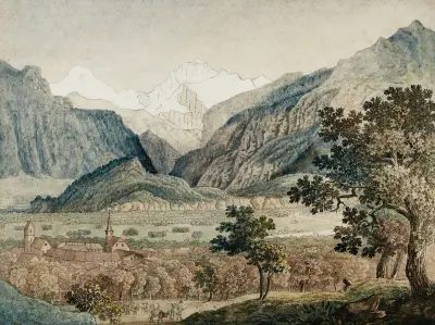 Mönch och Jungfrau sedda från Unterseen av Joseph Anton Koch