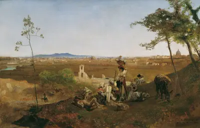 Vy över Rom från Monte Mario av Anton Romako