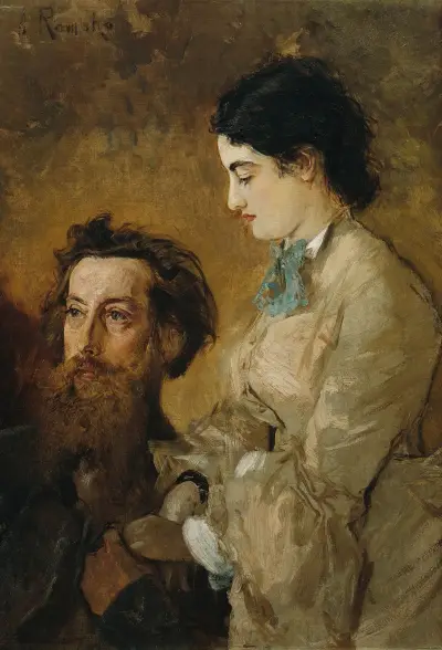 Skulptören Reinhold Begas med sin hustru Margarethe av Anton Romako