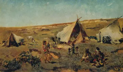 Zigenarläger på pusztan av Anton Romako