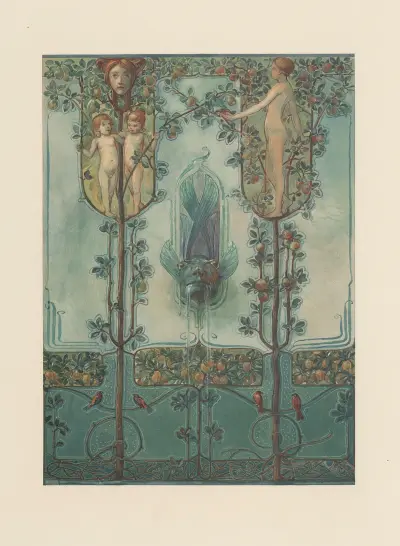 Naturalistiska dekormålningar Pl.9 av Anton Seder