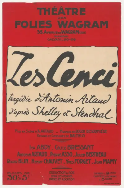 Les Cenci 1935 Théâtre des Folies Wagram av Antonin Artaud