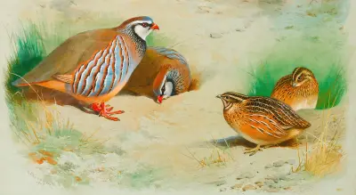 French Partridge And Chicks av Archibald Thorburn
