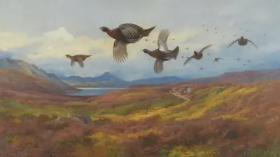 Avvikande från skotten – röd ripa av Archibald Thorburn