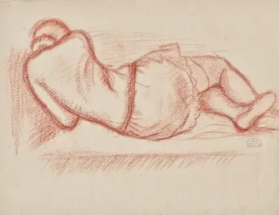 Thérèse ruhend im Atelier liegend, bekleidet von Aristide Maillol