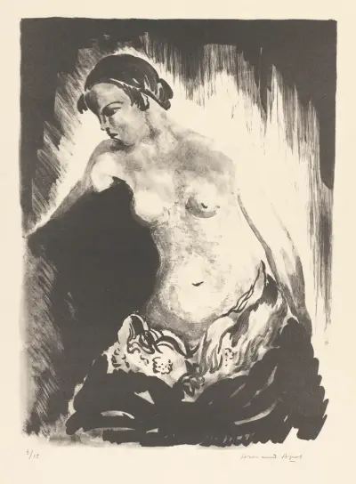 Femme nue assise sur un divan av Armand Apol