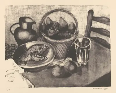 Nature morte avec fruits et poissons av Armand Apol
