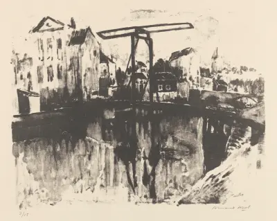 Pont basculant dans une ville av Armand Apol