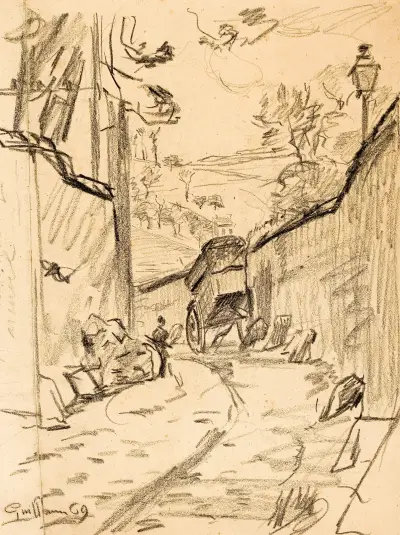 Wagen in einer gewundenen Gasse von Armand Guillaumin