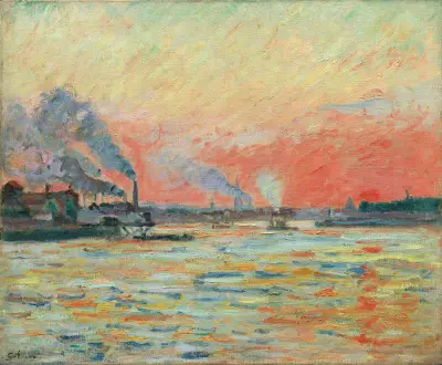 Mötet mellan Seine och Marne vid Ivry av Armand Guillaumin