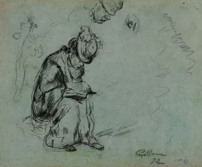 Studie av sittande kvinna, läsande av Armand Guillaumin