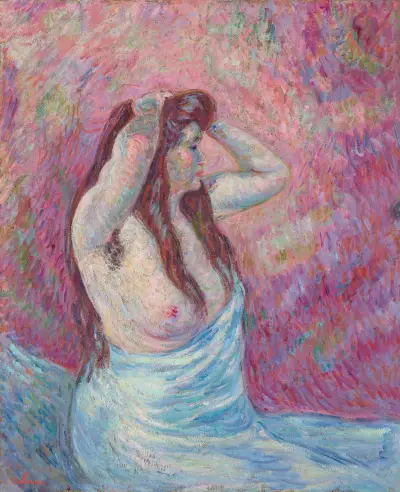 Ung kvinna, naken och draperad av Armand Guillaumin