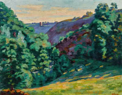 Ravinen La Folie, vy från Château Crozant av Armand Guillaumin