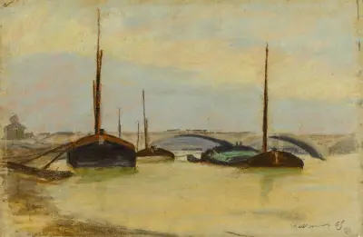 Pråmar på Seine av Armand Guillaumin