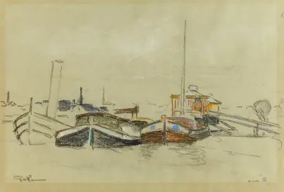 Lastkähne auf der Seine, 1871 von Armand Guillaumin