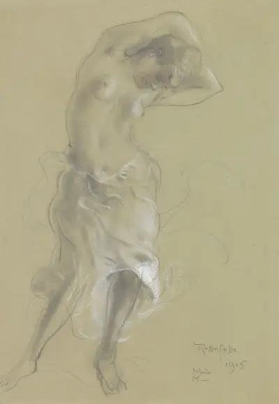 Dancing half naked woman av Armand Rassenfosse