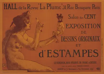 Entwurf und endgültige Fassung des Plakats für die Ausstellung von Zeichnungen und Briefmarken von Armand Rassenfosse