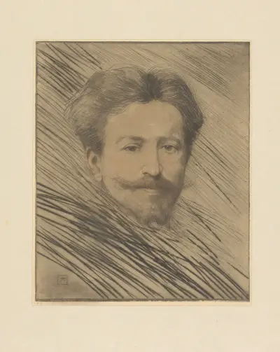 Porträtt av Félicien Rops av Armand Rassenfosse