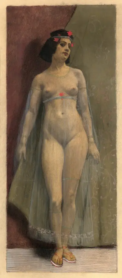 The beauty with the transparent veil av Armand Rassenfosse