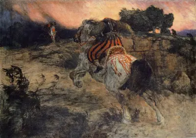 Astolf rider iväg med Orills huvud av Arnold Böcklin