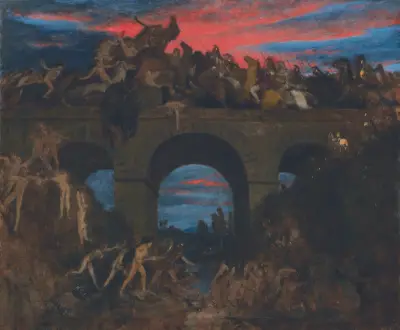 Strid på bron av Arnold Böcklin